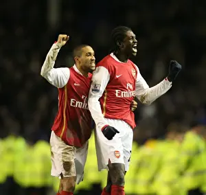 Everton V Arsenal 2007-08 Prints: Arsenal's Glory: Adebayor and Clichy Celebrate 4-1 Victory over Everton