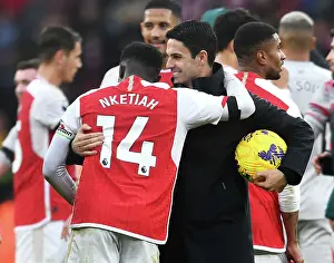 Arsenal's Glory: Arteta and Nketiah Celebrate Victory over Sheffield United (2023-24)