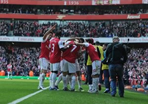 Images Dated 26th February 2012: Arsenal's Glory: Rosicky's Hat-trick Celebration vs. Tottenham (2011-12)
