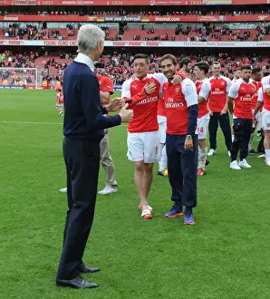 Arsenal's Glory: Wenger, Ozil, and Flamini Celebrate 2015-16 Premier League Victory