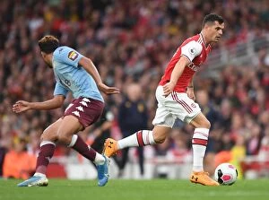 Arsenal v Aston Villa 2019-20 Collection: Arsenal's Granit Xhaka in Action Against Aston Villa, Premier League 2019-20