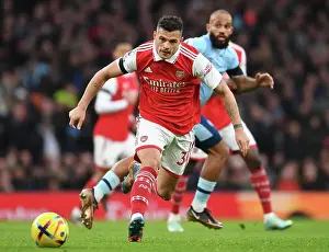 Arsenal V Brentford 2022-23 Prints: Arsenal's Granit Xhaka in Action Against Brentford in the Premier League