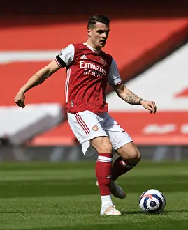 Arsenal V Fulham 2020-21 Prints: Arsenal's Granit Xhaka in Action at Empty Emirates: Arsenal vs Fulham (April 2021)