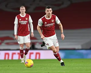 Arsenal's Granit Xhaka in Action at Empty Emirates Stadium: Arsenal v Newcastle United, Premier League 2020-21