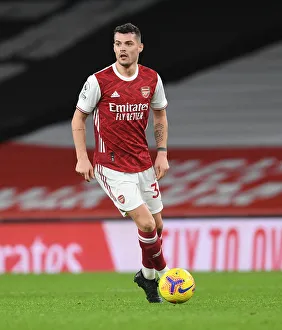 Arsenal's Granit Xhaka in Action at Empty Emirates Stadium vs. Newcastle United, Premier League 2020-21
