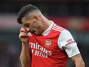 Arsenal's Granit Xhaka in Action Against Leeds United, Premier League 2022-23