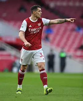 Arsenal's Granit Xhaka in Action Against Manchester City - Emirates Stadium, 2021 (Behind Closed Doors)