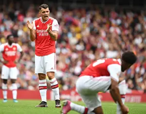 Arsenal's Granit Xhaka in Action against Olympique Lyonnais at Emirates Cup 2019