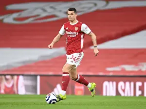 Arsenal's Granit Xhaka in Action Against Tottenham Amid Empty Emirates Stadium (Arsenal v Tottenham 2021)