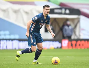 Aston Villa V Arsenal 2020-21 Prints: Arsenal's Granit Xhaka in Action at Empty Villa Park: Aston Villa vs Arsenal