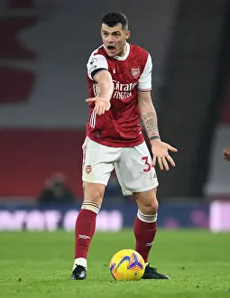 Arsenal's Granit Xhaka in Action Against Wolverhampton Wanderers in Emirates Stadium (2020-21)