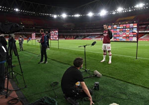 Images Dated 15th July 2020: Arsenal's Granit Xhaka Addresses Media After Empty Arsenal v Liverpool Match (2019-20)