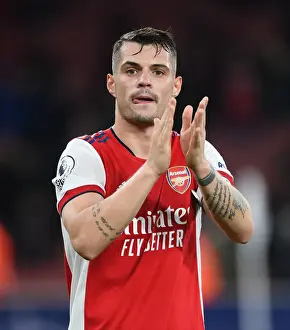 Arsenal V West Ham United 2021-22 Prints: Arsenal's Granit Xhaka Applauding Fans: Arsenal vs West Ham United