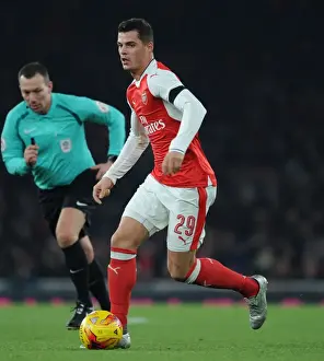 Arsenal V Southampton EFL Cup 2016-17 Prints: Arsenal's Granit Xhaka in EFL Cup Quarter-Final Clash Against Southampton