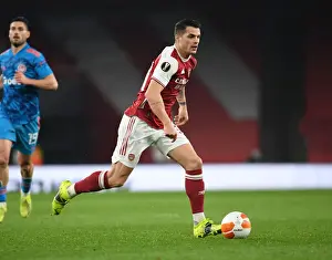 Arsenal's Granit Xhaka in Empty Emirates: UEFA Europa League Clash Against Olympiacos