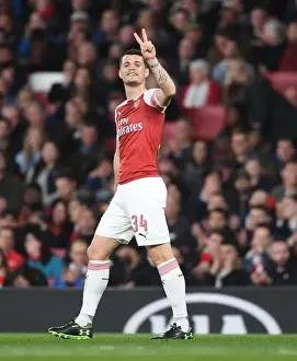 Arsenal's Granit Xhaka in Europa League Semi-Final Action vs Valencia