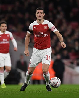 Images Dated 25th January 2019: Arsenal's Granit Xhaka in FA Cup Clash Against Manchester United