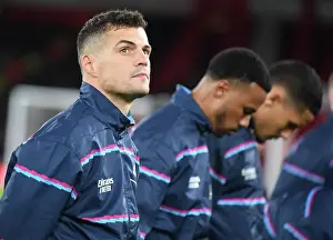 Arsenal V West Ham United 2022-23 Prints: Arsenal's Granit Xhaka Gears Up for Arsenal v West Ham United (2022-23)