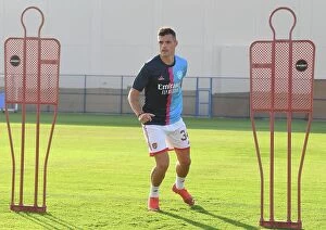 Images Dated 13th December 2022: Arsenal's Granit Xhaka Gears Up: Arsenal FC vs AC Milan, Dubai Super Cup 2022