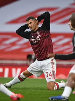Arsenal V Leicester City 2019-20 Prints: Arsenal's Granit Xhaka Gears Up: Arsenal FC vs Leicester City