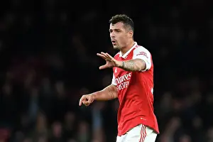 Arsenal's Granit Xhaka Gives Instructions Amidst Intense Arsenal v Chelsea Rivalry, Premier League 2022-23