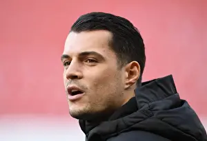 Stade Rennes V Arsenal 2018-19 Prints: Arsenal's Granit Xhaka Prepares for Europa League Clash against Stade Rennais