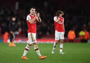 Arsenal V Sheffield United 2019-20 Prints: Arsenal's Granit Xhaka Rallies Fans After Arsenal v Sheffield United Premier League Match