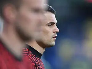 Villarreal V Arsenal 2020-21 Prints: Arsenal's Granit Xhaka at Villarreal's Empty Estadio de la Ceramica - UEFA Europa League Semi-Final