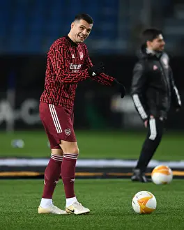 Arsenal's Granit Xhaka Warming Up Ahead of Molde FK Clash in Europa League