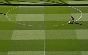 Arsenal V Brentford - Carabao Cup 2018-19 Prints: Arsenal's Groundsman Prepares Pitch for Carabao Cup Clash Against Brentford