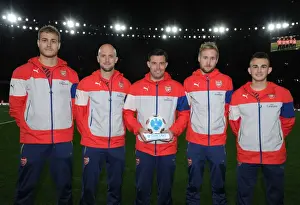 Arsenal's Groundsmen Receive Premier Groundsmen of the Season Award at Arsenal v Liverpool Match (2015-16)