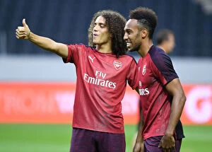 Arsenal v SS Lazio 2018-19 Collection: Arsenal's Guendouzi and Aubameyang in Action against SS Lazio (2018-19)