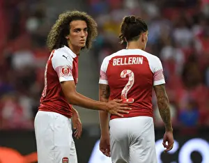 Arsenal's Guendouzi and Bellerin in Action against Atletico Madrid, 2018 International Champions Cup, Singapore