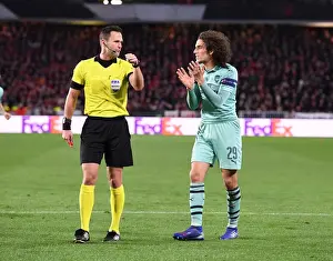 Stade Rennes V Arsenal 2018-19 Prints: Arsenal's Guendouzi Protests Referee Decision in Stade Rennais Europa League Clash
