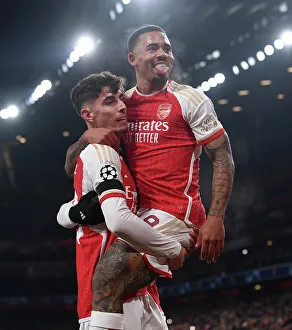 Arsenal's Havertz and Jesus: Celebrating First Champions League Goals in Arsenal's Victory over RC Lens (2023-24)