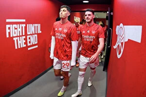 Images Dated 26th August 2023: Arsenal's Havertz and Rice Lead the Way: Premier League Showdown Tunnel Moment (2023-24)
