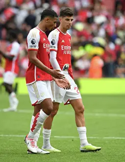 Arsenal's Havertz and Saliba Celebrate Victory Over Nottingham Forest in 2023-24 Premier League