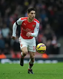 Images Dated 11th January 2015: Arsenal's Hector Bellerin in Action Against Stoke City (Premier League 2014-15)