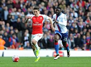 Images Dated 17th April 2016: Arsenal's Hector Bellerin Faces Off Against Bakary Sako in Intense Premier League Clash