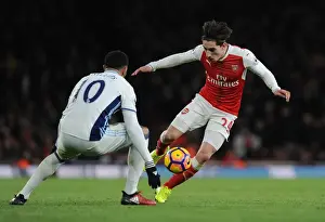 Arsenal V West Bromwich Albion 2016-17 Prints: Arsenal's Hector Bellerin Faces Off Against West Brom's Matt Phillips in Premier League Clash