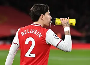 Arsenal's Hector Bellerin Prepares for Arsenal v Brighton & Hove Albion in Premier League