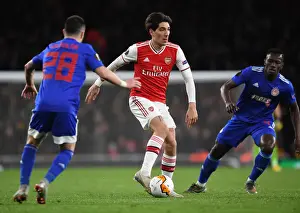 Arsenal's Hector Bellerin Scores Past Olympiacos Mathieu Valbuena in Europa League Clash