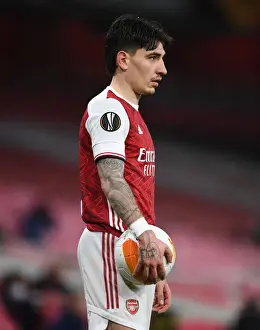 Arsenal's Hector Bellerin in UEFA Europa League Action vs Olympiacos (Behind Closed Doors)