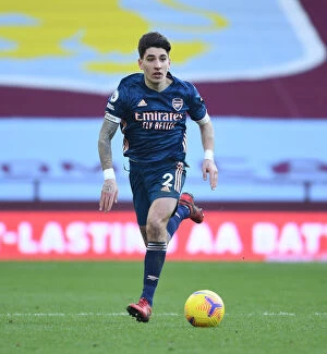 Images Dated 6th February 2021: Arsenal's Hector Bellerin at Empty Villa Park: A Premier League Match Amidst Coronavirus