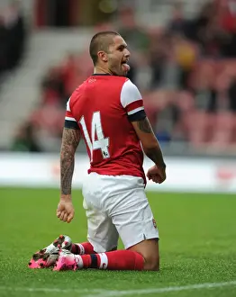 Arsenal V Anderlecht 2012-13 - Pre Season Prints: Arsenal's Henri Lansbury Scores in Pre-Season Clash Against Anderlecht