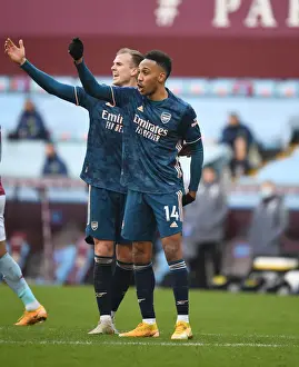 Arsenal's Holding and Aubameyang at Empty Villa Park: Aston Villa vs Arsenal, Premier League 2021