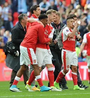 Arsenal's Holding and Iwobi: FA Cup Semi-Final Victory Celebration Over Manchester City