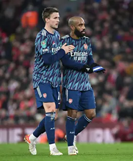Arsenal's Holding and Lacazette Focused at Anfield - Carabao Cup Semi-Final Showdown (Liverpool vs Arsenal 2021-22)