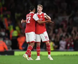 Arsenal's Holding and Saliba Celebrate Victory Over Aston Villa in 2022-23 Premier League