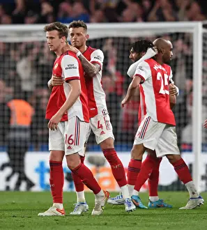 Chelsea V Arsenal 2021-22 Prints: Arsenal's Holding and White Share a Moment after Chelsea Showdown (2021-22)